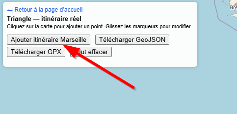 Cliquer sur « Ajouter itinéraire Marseille » sur la carte